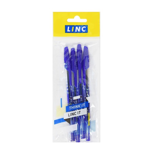 Набор ручек шариковых Linc offix синий 1мм 4 штуки