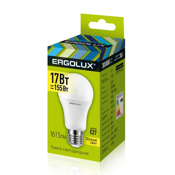 Лампа светодиодная Ergolux LED-A60-17W-E27-3K