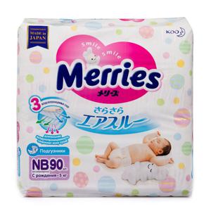 Подгузники Merries для новорожденных до 5кг 90шт
