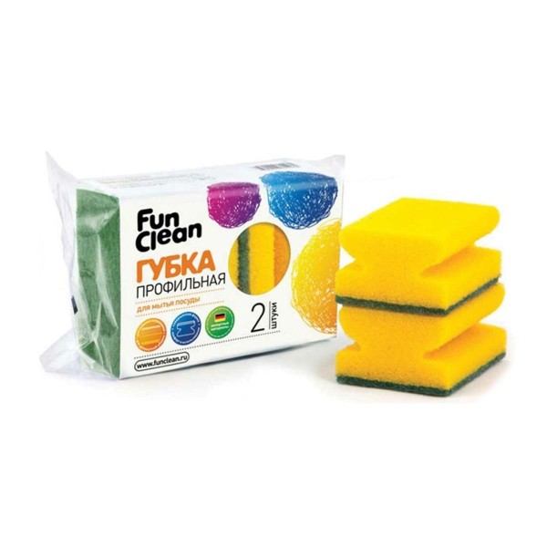 Губка для посуды Fun Clean Профильная 2шт