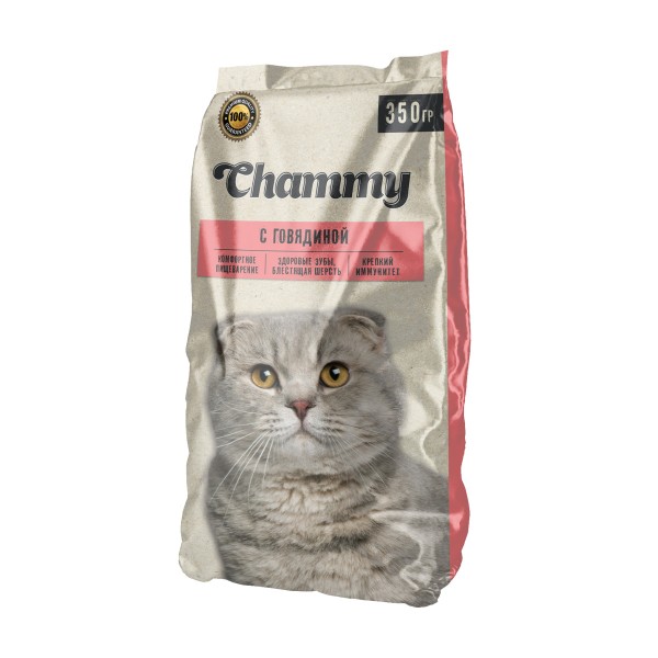 Корм для кошек Chammy сухой 350г с говядиной