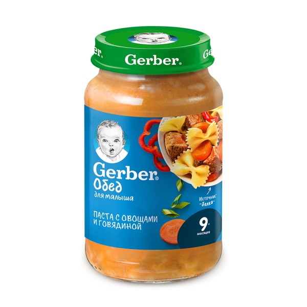 Пюре детское Gerber 190г паста с овощами с говядиной