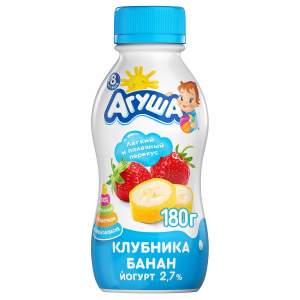 Йогурт питьевой Агуша 2,7% 180г клубника-банан БЗМЖ