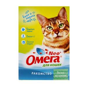 Лакомство для кошек Омега Nео+  Мятное настроение  с кошачьей мятой 90 таблеток