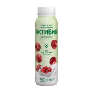 Биойогурт Актибио питьевой без сахара яблоко-вишня-финик 1,5% 260г Данон БЗМЖ