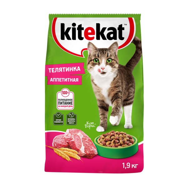 Корм для кошек Kitekat 1,9кг телятинка аппетитная