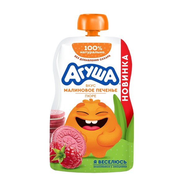 Пюре Агуша фруктовое со злаками Вимм-Билль-Данн 80г малиновое печенье