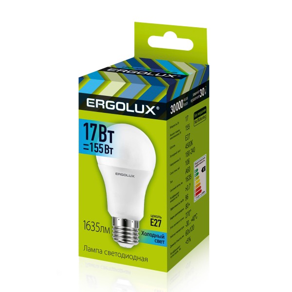 Лампа светодиодная Ergolux LED-A60-17W-E27-4K