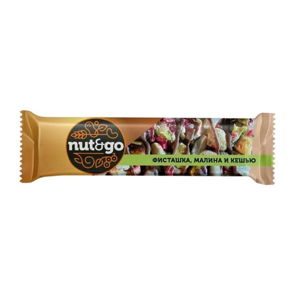 Батончик Nut&Go фисташка кешью малина глазированный 28г KDV