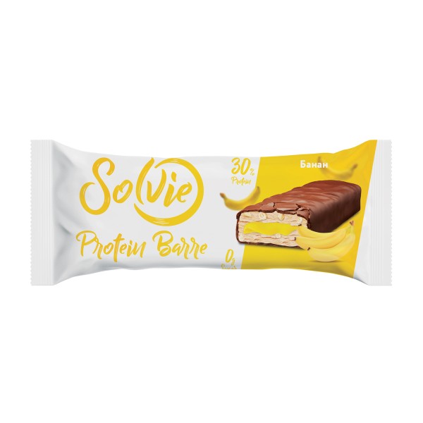 Батончик Protein Barre глазированный с начинкой Solvie 50г банан