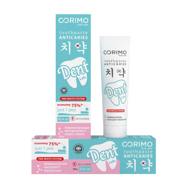 Паста зубная Corimo 100г с гидроксиапатитом и легкоусвояемым кальцием для профилактики кариеса