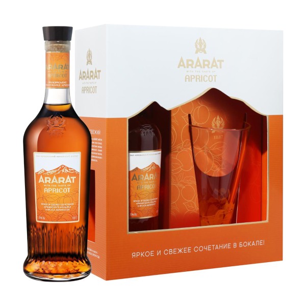 Напиток спиртной Ararat Apricot со вкусом абрикоса 30-35% 0,5л + бокал