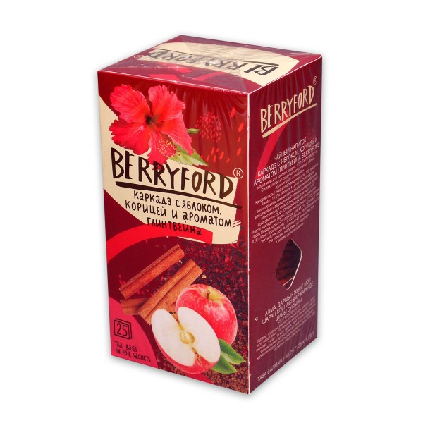 Напиток чайный Berryford Каркадэ с яблоком,корицей и ароматом глитвейна 25 пак