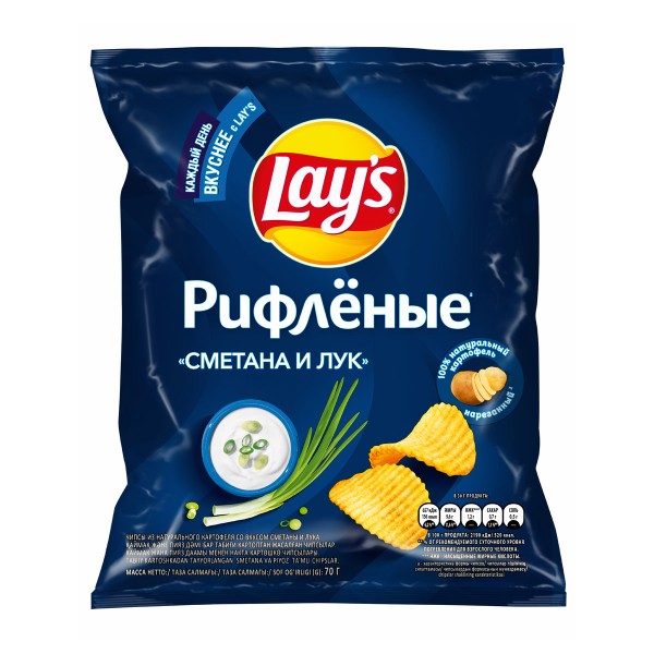 Чипсы Lay's рифленые 70г сметана и лук