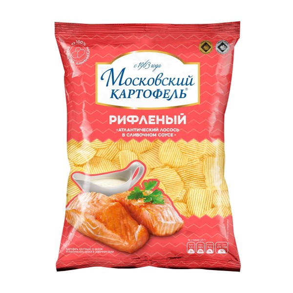 Чипсы Московский картофель рифленые со вкусом атлантического лосося в сливочном соусе 120г
