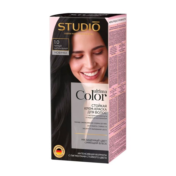 Крем-краска для волос Studio Professional Ultima Color 1.0 черный натуральный