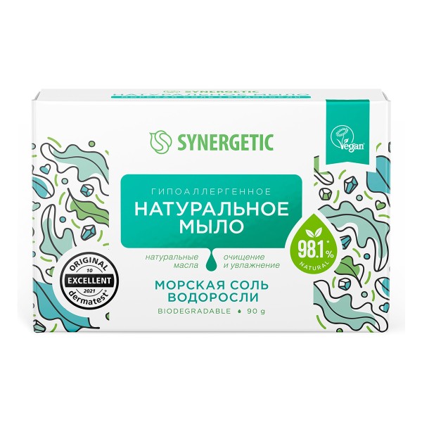 Мыло туалетное Synergetic натуральное 90г морская соль и водоросли