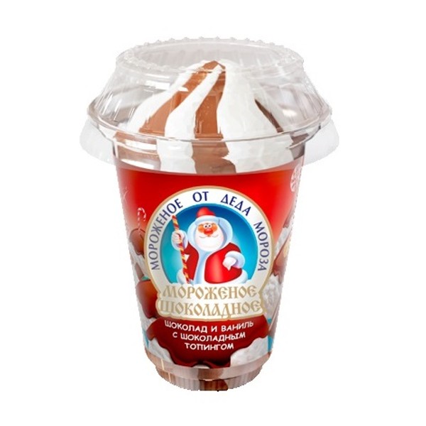 Мороженое стаканчик От Деда Мороза шоколадное с шоколадным топпингом Айсберри 180г