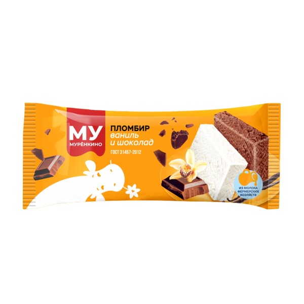 Мороженое брикет Пломбир ваниль и шоколад Муренкино 150г БЗМЖ