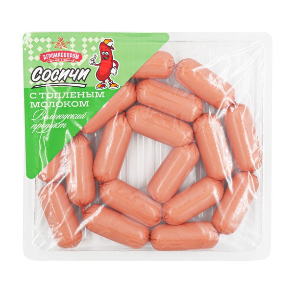 Сосиски Докторские с топленым молоком 400г Агромясопром