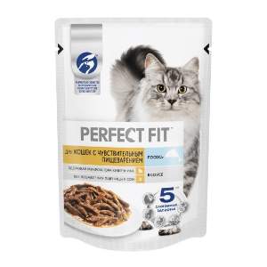Корм для кошек с чувствительным пищеварением Perfect Fit 75г с лососем в соусе