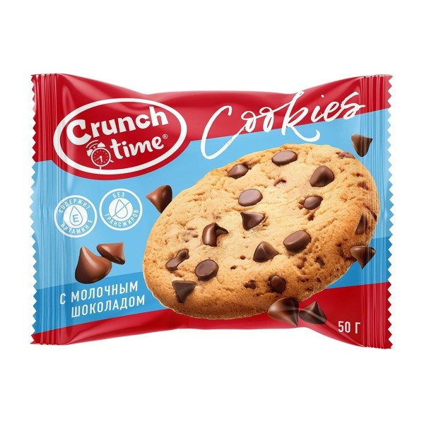 Печенье Crunch time Cookies сдобное с кусочками шоколада 50г