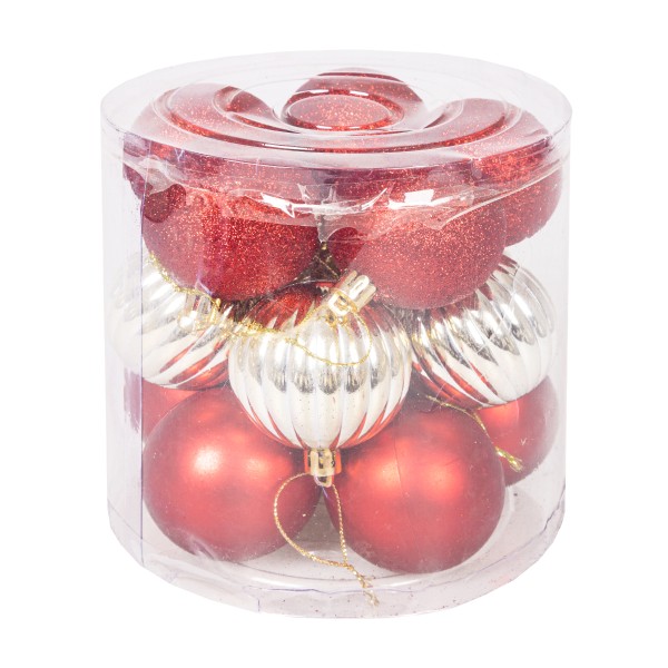 Набор шаров Микс фактур красный/золото 6см 15шт