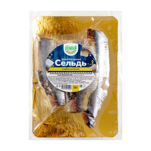 Сельдь тихоокеанская слабой соли филе Семья довольна 250г