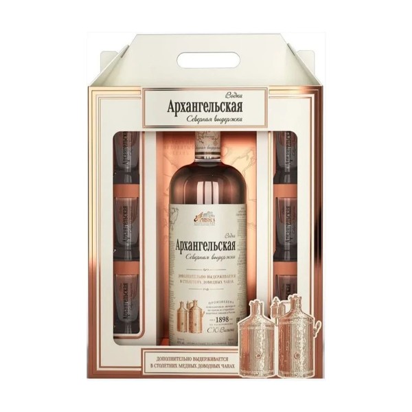Водка Архангельская Северная выдержка 40% 1,5л+6 стопок