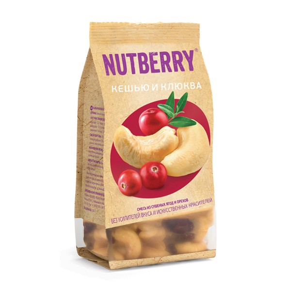 Смесь фруктово-ореховая Nutberry Кешью и клюква 100г