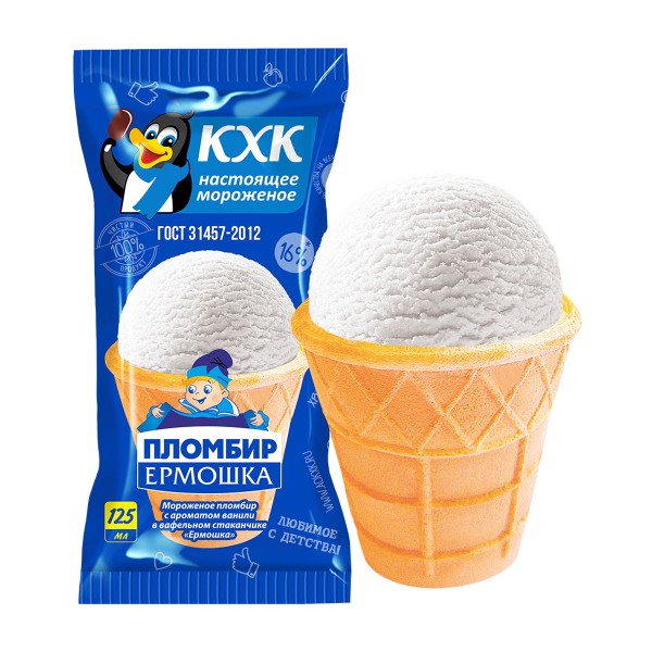 Мороженое Ермошка пломбир ванильный в стаканчике 60г БЗМЖ