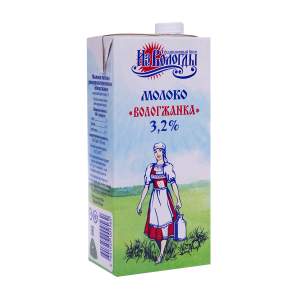Молоко Вологжанка ультрапастеризованное 3,2% 1л БЗМЖ