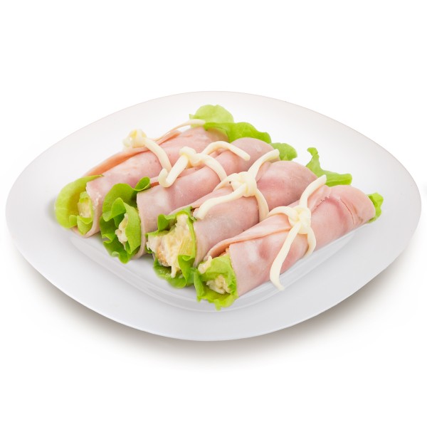 Рулетики из ветчины с курицей и ананасом производство Макси