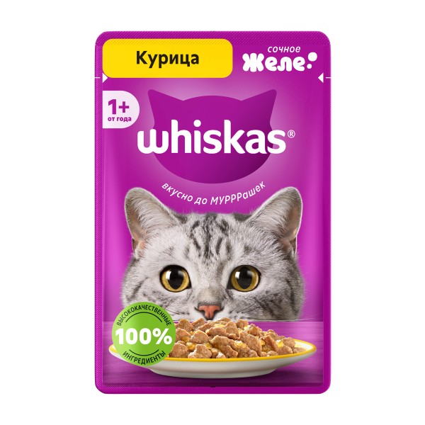 Корм для кошек Whiskas 75г желе с курицей