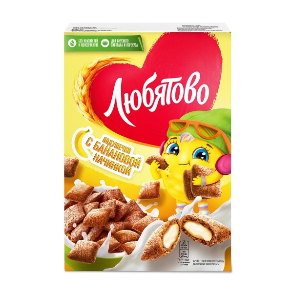 Сухой завтрак Подушечки Любятово 220г с банановой начинкой