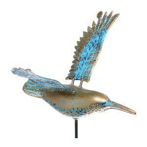 Фигура на спице Колибри золото с голубым переливом 60см
