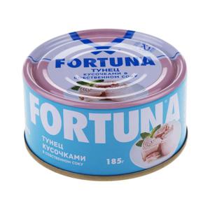 Тунец кусочки в собственном соку Fortuna 185г