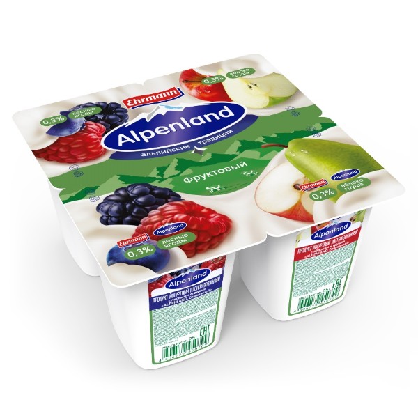 Продукт йогуртный Alpenland 0,3% 95г лесная ягода-яблоко-груша БЗМЖ