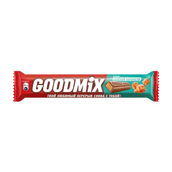 Шоколадный батончик Goodmix со вкусом соленой карамели и хрустящей вафлей Nestle 40г