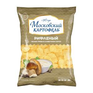 Чипсы Московский картофель рифленый 130г белые грибы в сливочном соусе