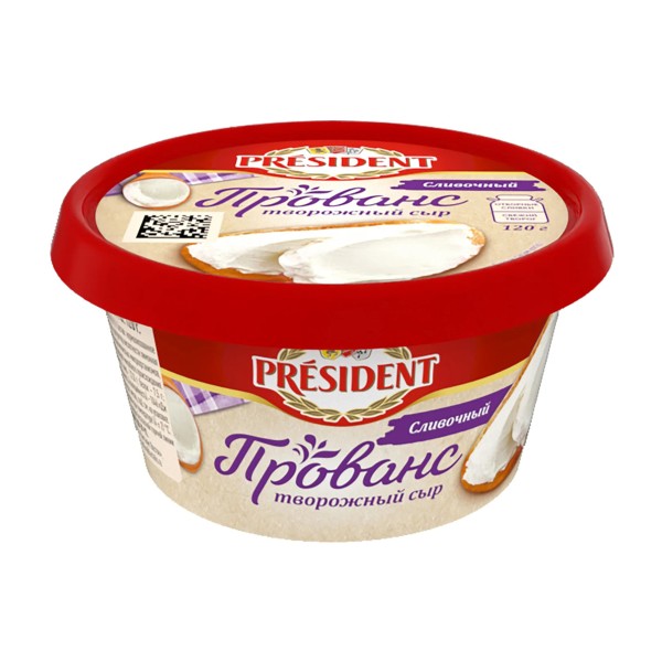 Cыр-мусс творожный Прованс 65% President 120г сливочный БЗМЖ
