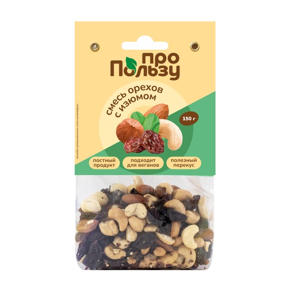 Смесь жареных орехов и изюма ПроПользу 150г