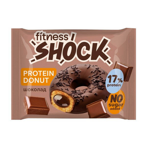 Бисквит протеиновый Донат FitnesShock 70г с шоколадной начинкой