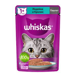 Корм для котят Whiskas 75г паштет с индейкой и кроликом