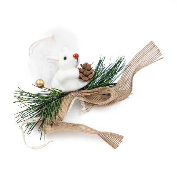 Подвеска новогодняя Белочка на веточке 9см