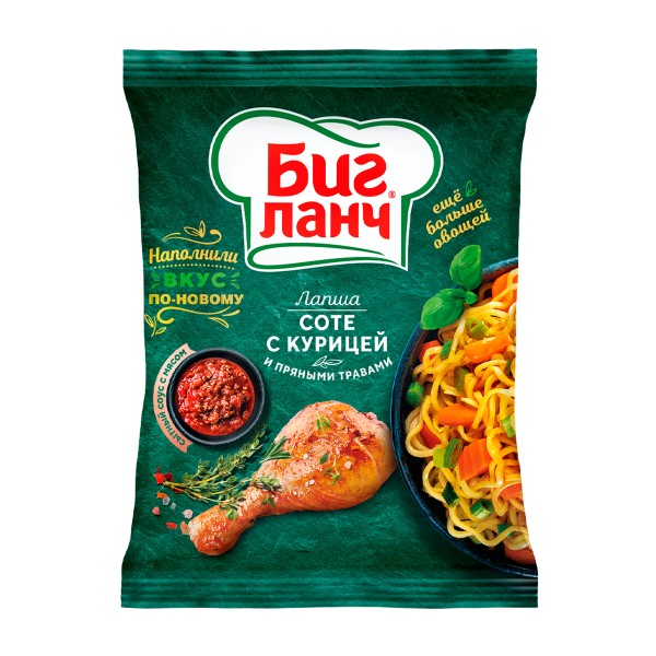 Лапша быстрого приготовления Биг ланч 75г соте с курицей и пряными травами