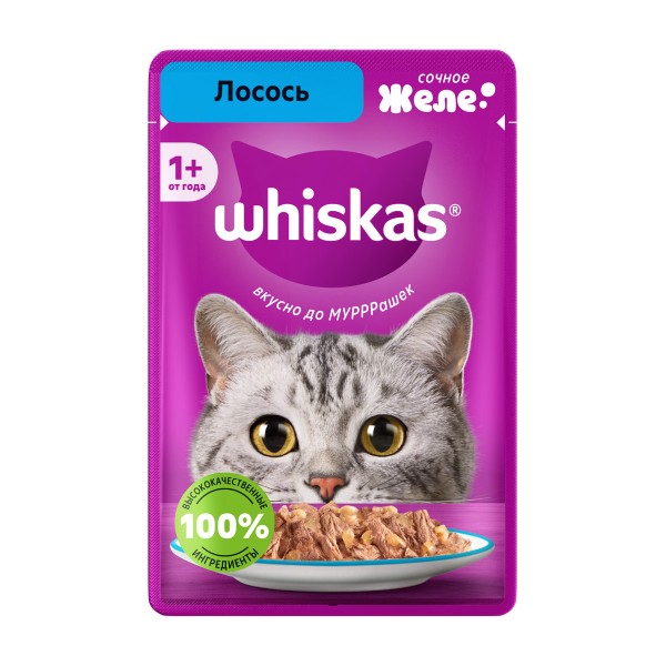 Корм для кошек Whiskas 75г желе форель и лосось