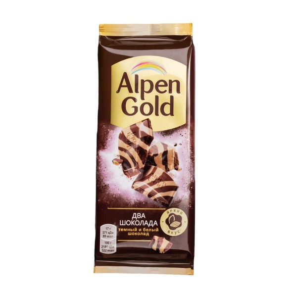 Шоколад Alpen Gold из темного и белого шоколада 80г