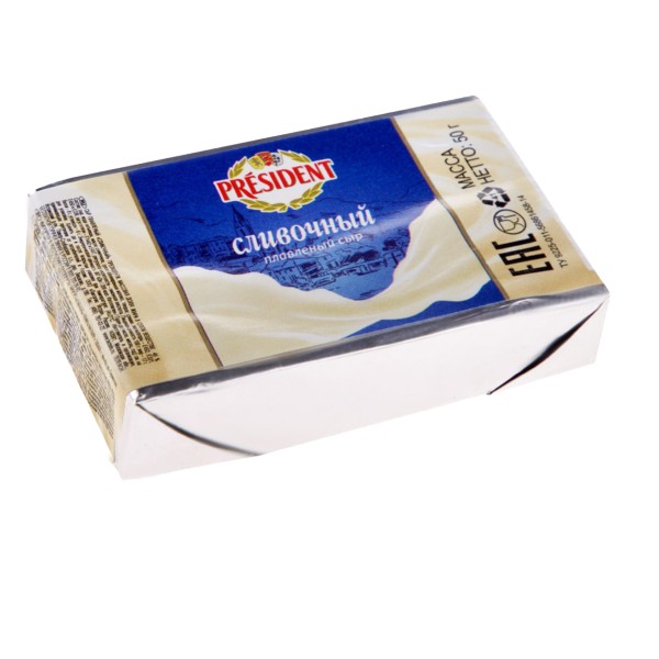 Сыр плавленый 45% President 50г сливочный БЗМЖ