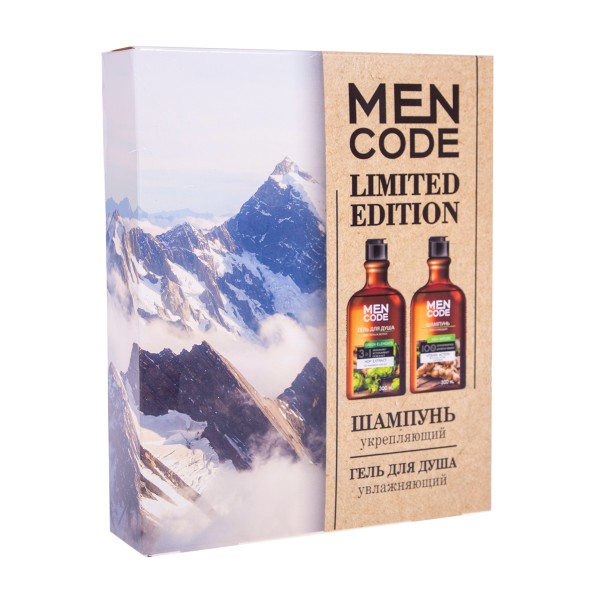 Набор подарочный Men Code Limited Edition: Гель для душа GREEN ELEMENTS c экстрактами хмеля и мяты 300 мл + Шампунь для волос MEN NATURE укрепляющий 300 мл